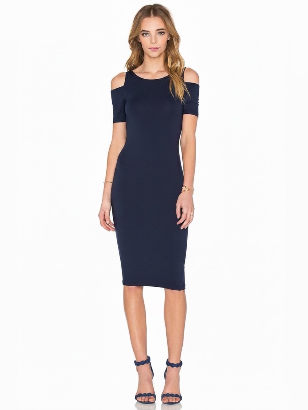 Bailey/44 Deneuve Cold Shoulder Dress | Navy | Midi | Small